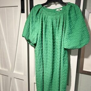 JADE puff sleeved dress in vibrant green.  XL